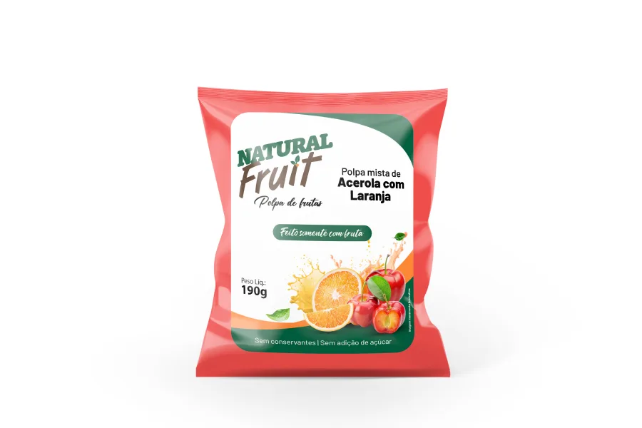 Embalagem de Polpa de Acerola com Laranja